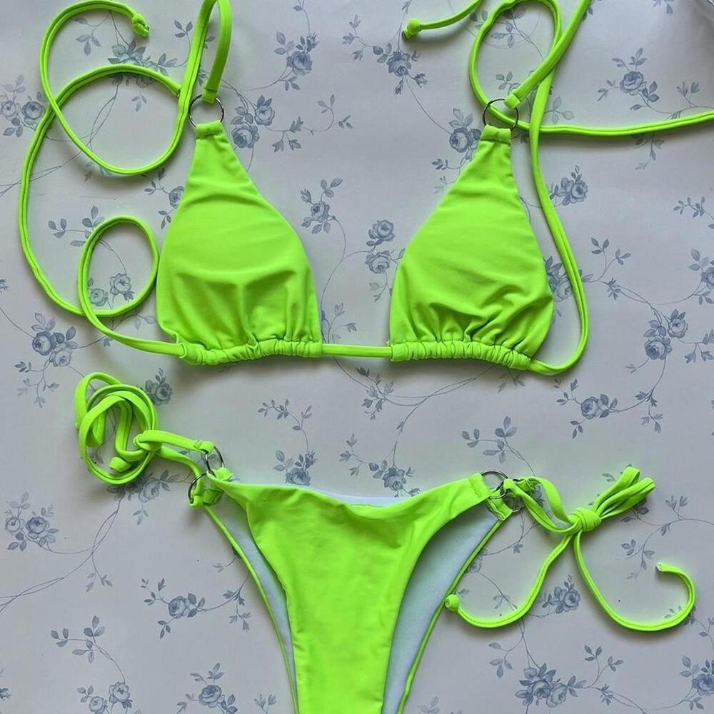 neon green bikini from shein bikini set